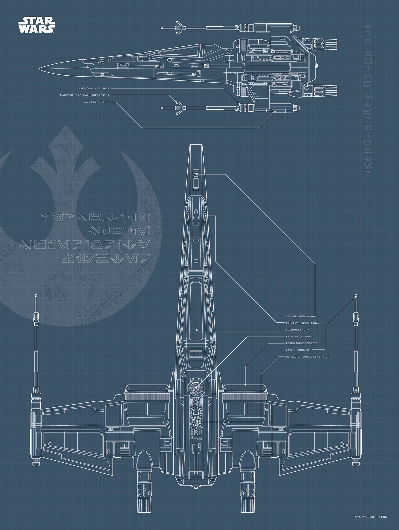 Komar Poster »Star Wars Blueprint X-Wing«, Star Wars, (1 St.), Kinderzimmer, Schlafzimmer, Wohnzimmer von Komar