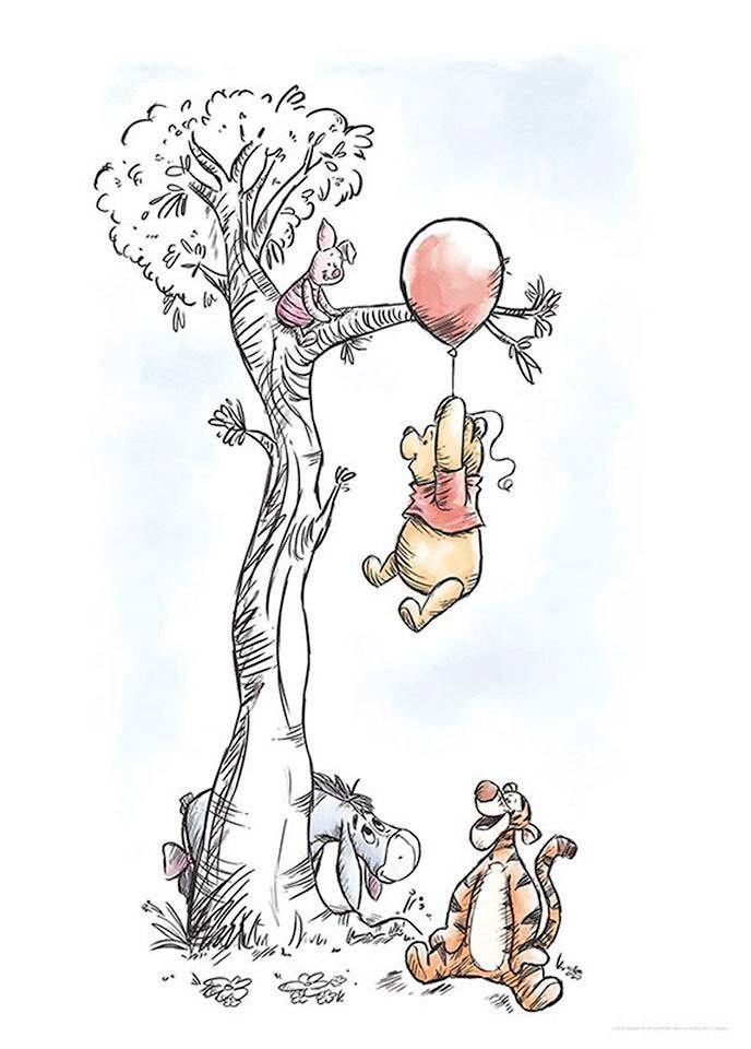 Komar Poster »Winnie Pooh Hang on«, Disney, (1 St.), Kinderzimmer, Schlafzimmer, Wohnzimmer von Komar