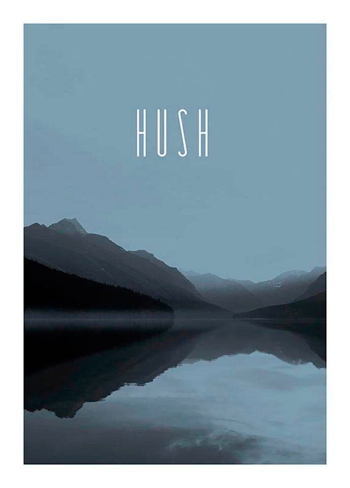 Komar Poster »Word Lake Hush Steel«, Natur, (1 St.), Kinderzimmer, Schlafzimmer, Wohnzimmer von Komar