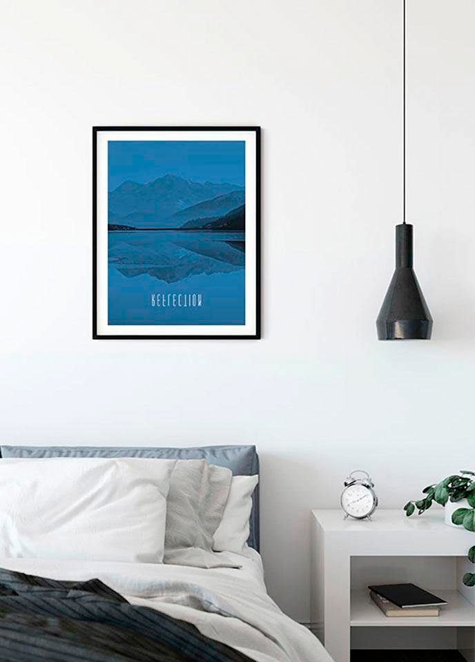 Komar Poster »Word Lake Reflection Blue«, Natur, (1 St.), Kinderzimmer, Schlafzimmer, Wohnzimmer von Komar