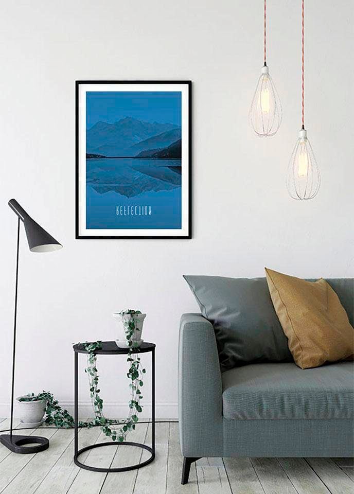 Komar Poster »Word Lake Reflection Blue«, Natur, (1 St.), Kinderzimmer, Schlafzimmer, Wohnzimmer von Komar