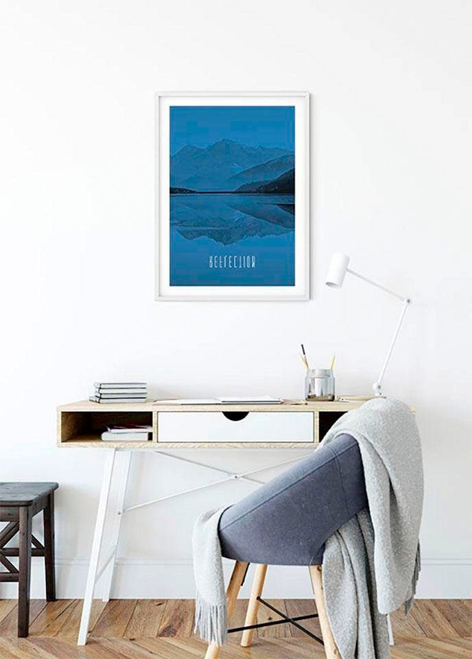 Komar Poster »Word Lake Reflection Blue«, Natur, (1 St.), Kinderzimmer, Schlafzimmer, Wohnzimmer von Komar