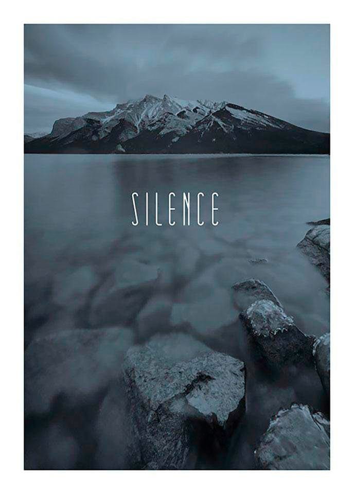 Komar Poster »Word Lake Silence Steel«, Natur, (1 St.), Kinderzimmer, Schlafzimmer, Wohnzimmer von Komar