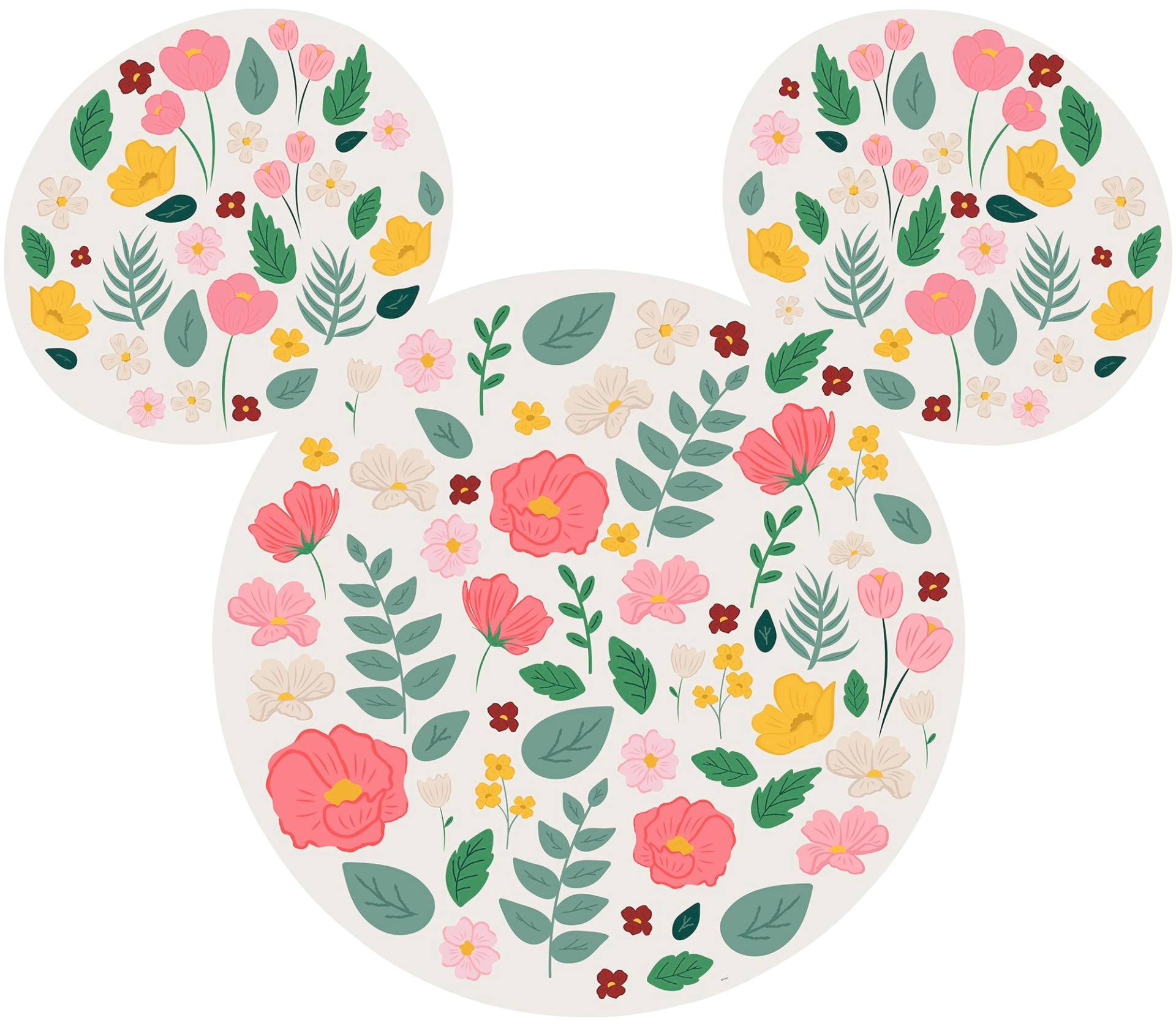 Komar Vliestapete »Vlies selbstklebend - Mickey Head Wildflowers - Grösse 125 x 125 cm«, bedruckt, Kinderzimmer von Komar