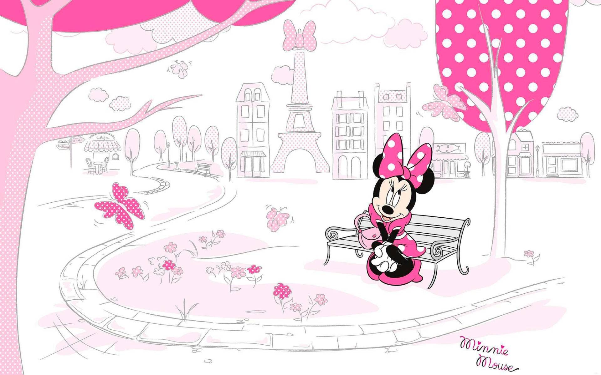 Komar Vliestapete »Minnie in Paris«, 400x250 cm (Breite x Höhe), Vliestapete, 100 cm Bahnbreite von Komar