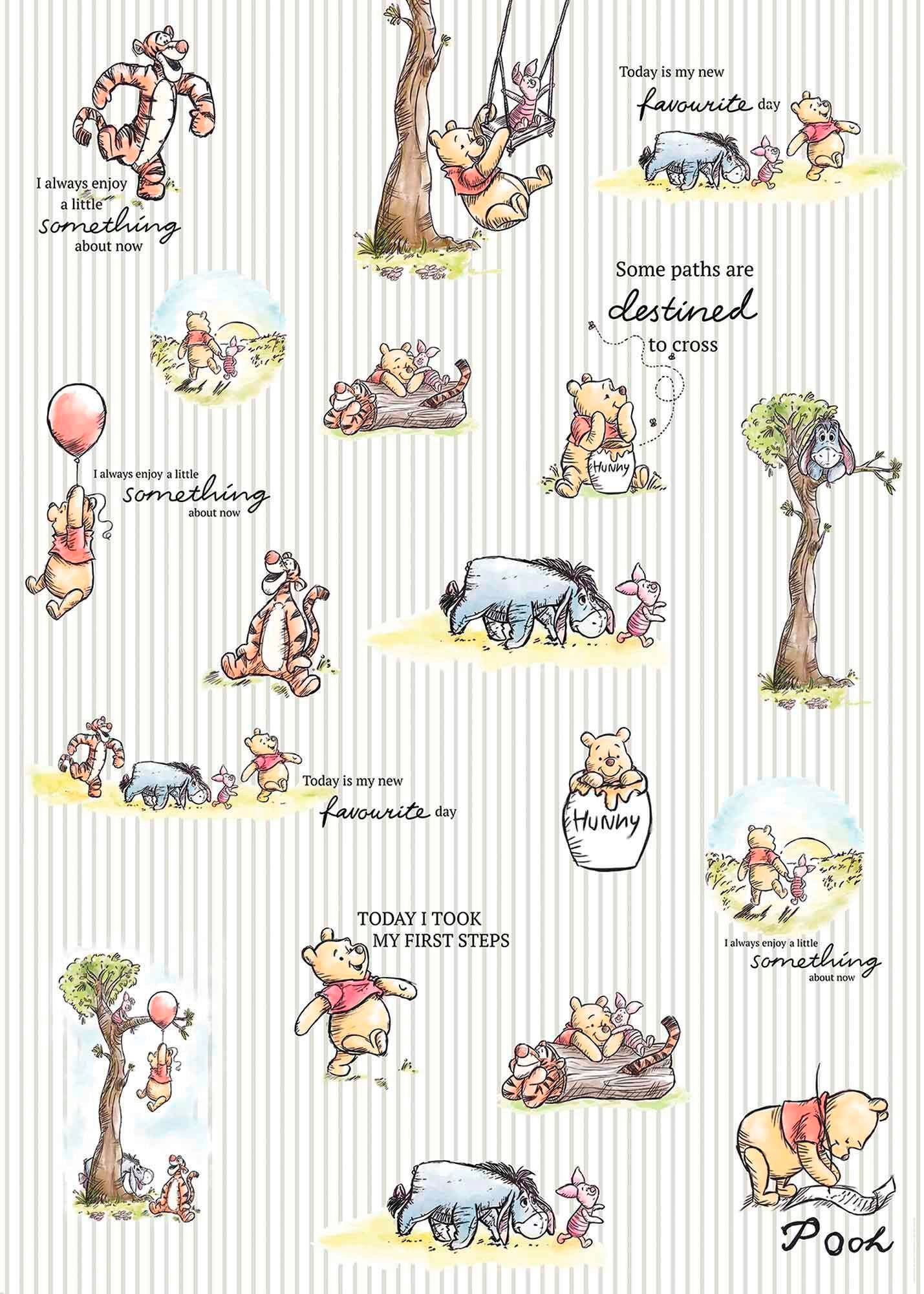 Komar Vliestapete »Digitaldruck Vlies - Winnie the Pooh Stripes - Grösse 200 x 280 cm«, bedruckt, Kinderzimmer von Komar