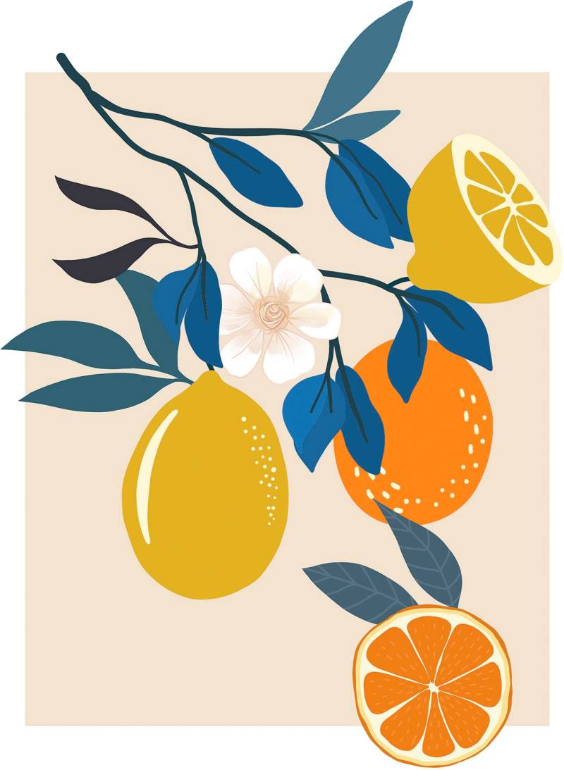 Komar Wandbild »Illustration Finest Fruits«, (1 St.), Deutsches Premium-Poster Fotopapier mit seidenmatter Oberfläche und hoher Lichtbeständigkeit. Für fotorealistische Drucke mit gestochen scharfen Details und hervorragender Farbbrillanz. von Komar