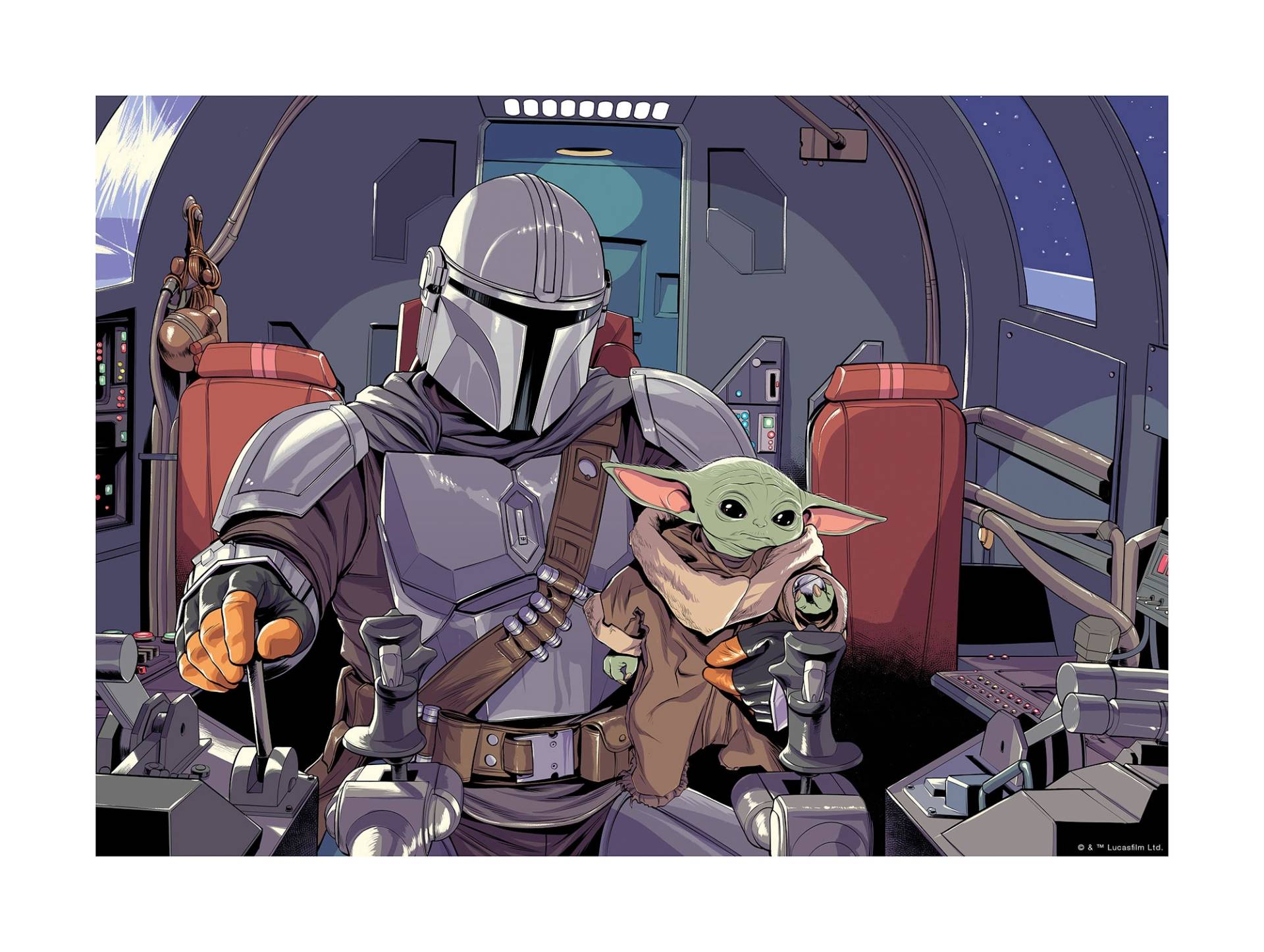 Komar Bild »Mandalorian The Child Cockpit«, Disney-Star Wars, (1 St.), Wandbild zur Dekoration im Kinderzimmer - ohne Rahmen von Komar