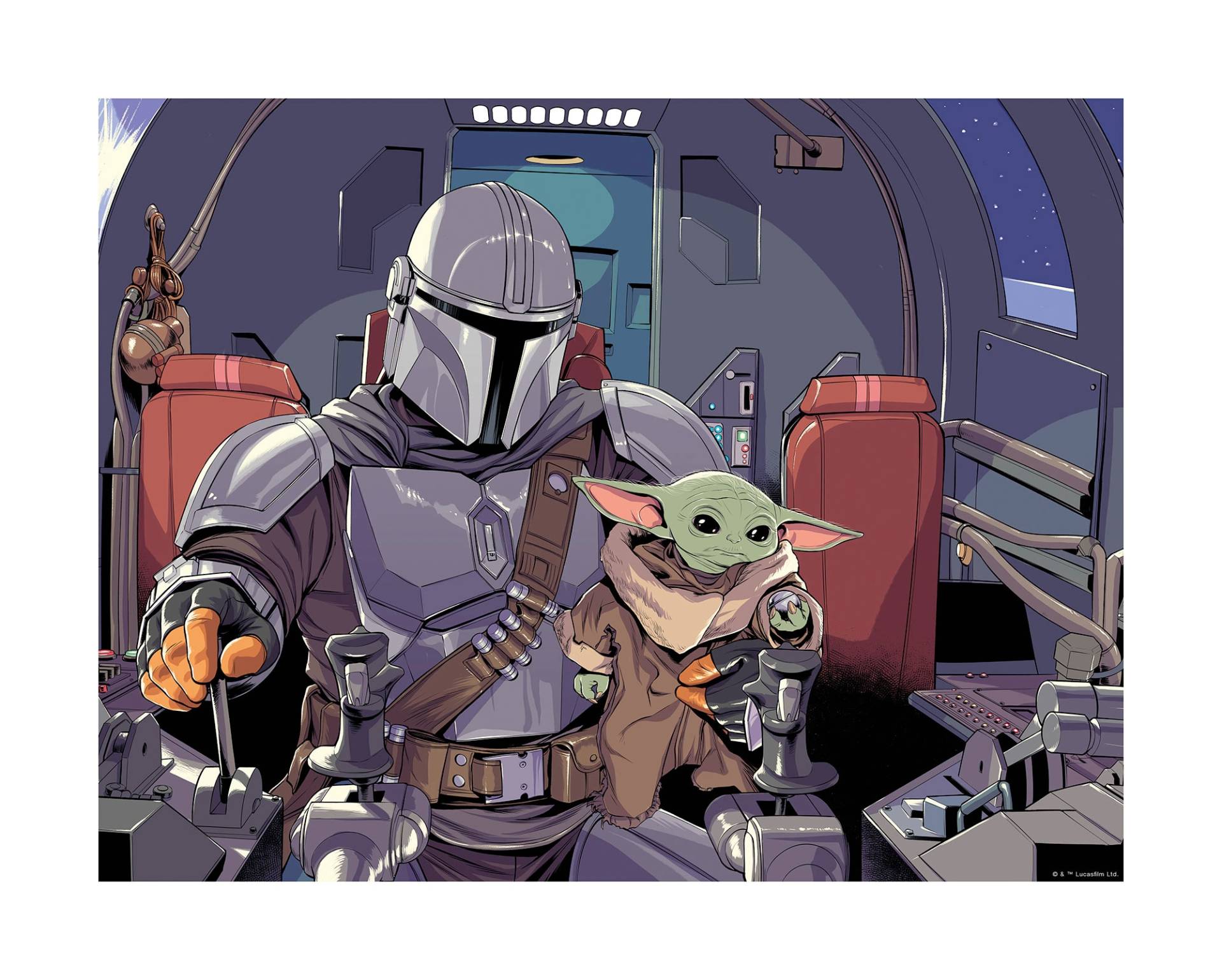 Komar Bild »Mandalorian The Child Cockpit«, Disney-Star Wars, (1 St.), Wandbild zur Dekoration im Kinderzimmer - ohne Rahmen von Komar