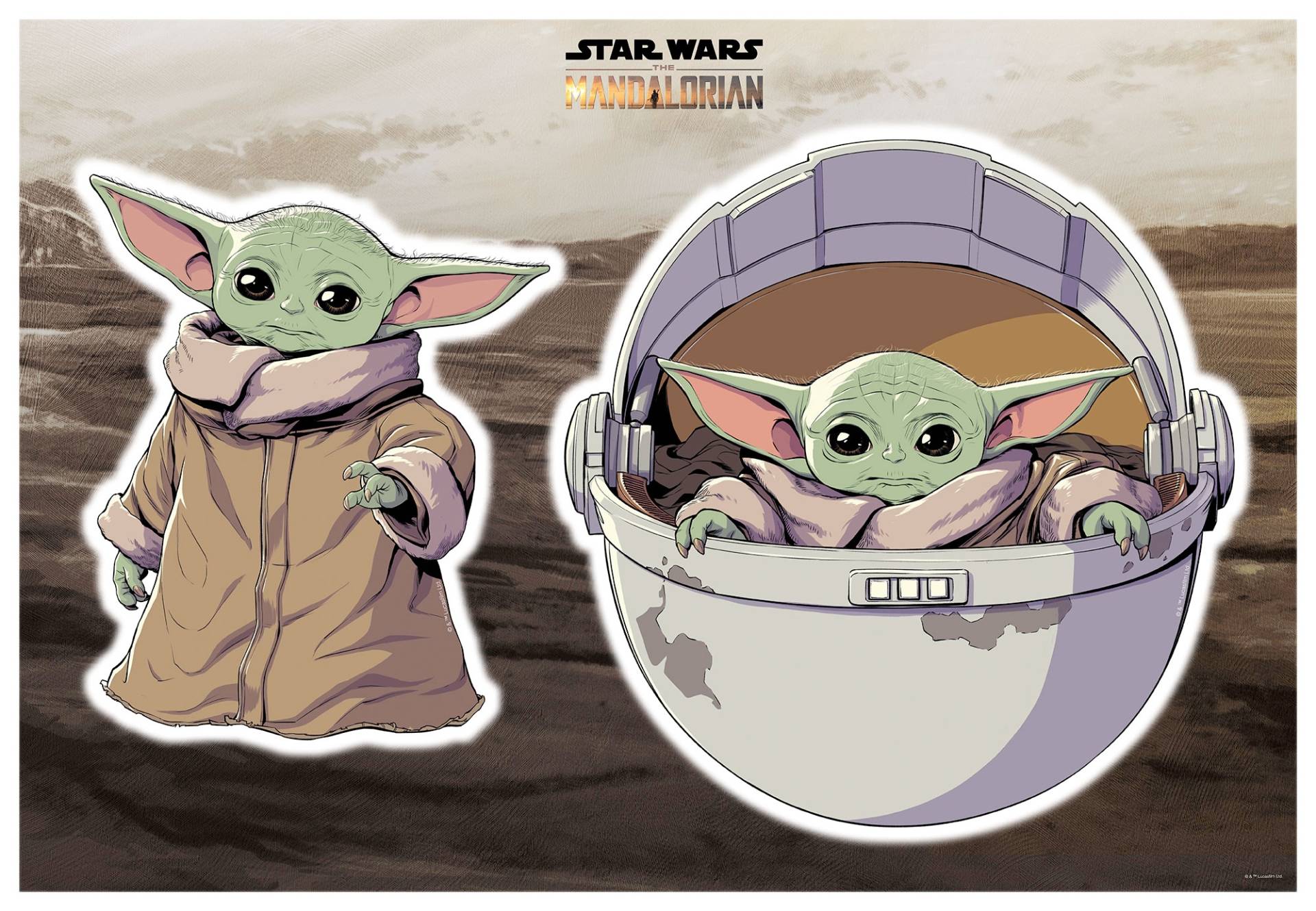 Komar Wandsticker »Star Wars The Child«, (2 St.), 50x70 cm (Breite x Höhe), selbstklebendes Wandtattoo von Komar