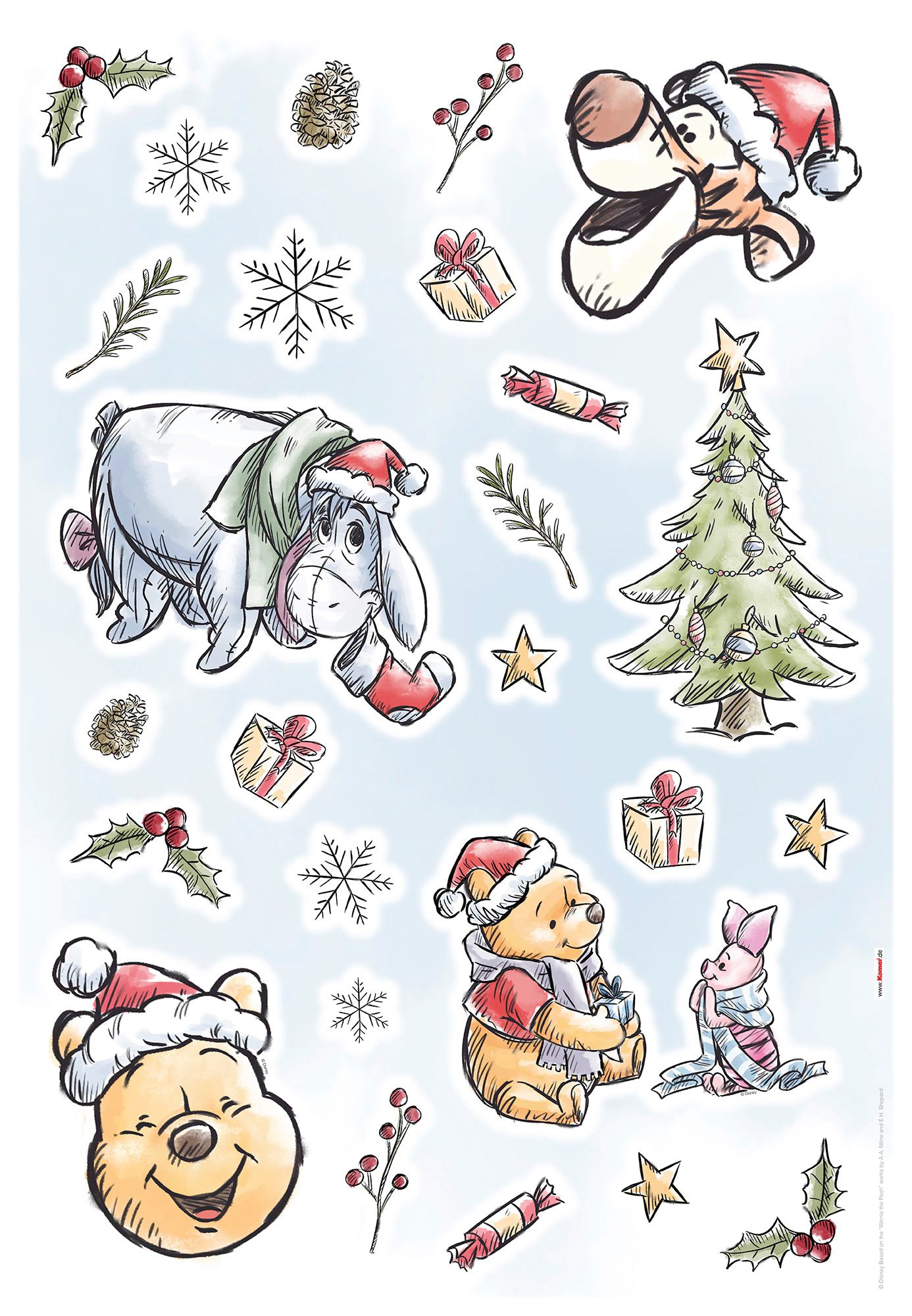 Komar Wandsticker »Winnie Pooh Christmas«, 50x70 cm (Breite x Höhe), selbstklebendes Wandtattoo von Komar