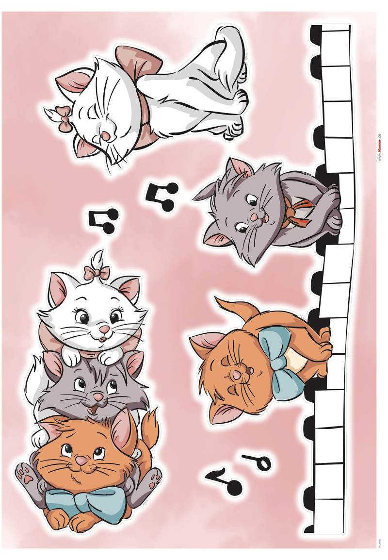 Komar Wandtattoo »Aristocats Kittens«, (7 St.), 50x70 cm (Breite x Höhe), selbstklebendes Wandtattoo von Komar