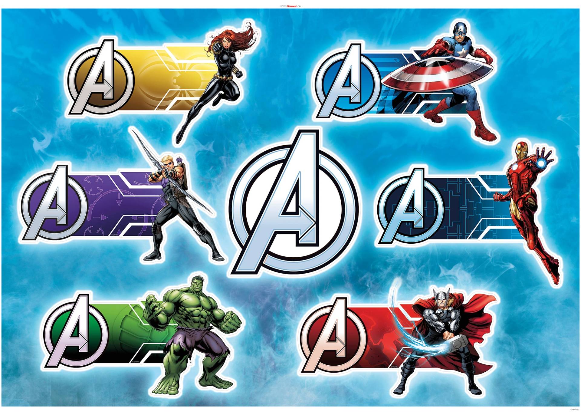 Komar Wandtattoo »Avengers Plates«, (7 St.), 100x70 cm (Breite x Höhe), selbstklebendes Wandtattoo von Komar