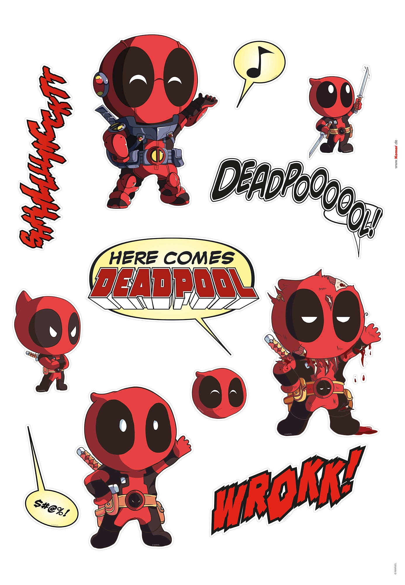 Komar Wandtattoo »Deadpool Cute - Grösse 50 x 70 cm«, (12 St.), selbstklebend, Wandsticker, Kinderzimmer von Komar