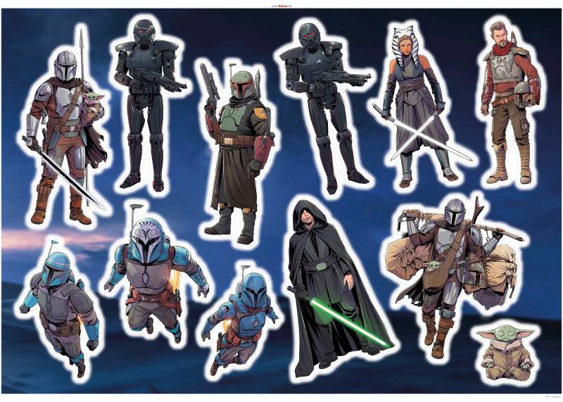 Komar Wandtattoo »Mandalorian Iconic Figures - Grösse 100 x 70 cm«, (12 St.), selbstklebend, Wandsticker, Kinderzimmer von Komar