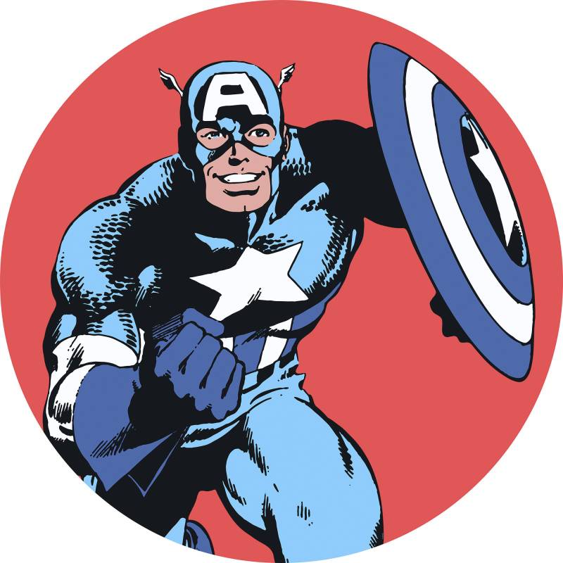 Komar Wandtattoo »Marvel PowerUp Captain America«, (1 St.), 125x125 cm (Breite x Höhe), rund und selbstklebend von Komar