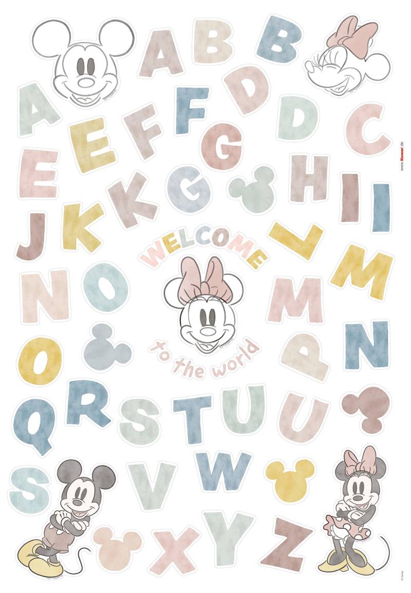 Komar Wandtattoo »Mickey Alphabet«, (56 St.), 50x70 cm (Breite x Höhe), selbstklebendes Wandtattoo von Komar