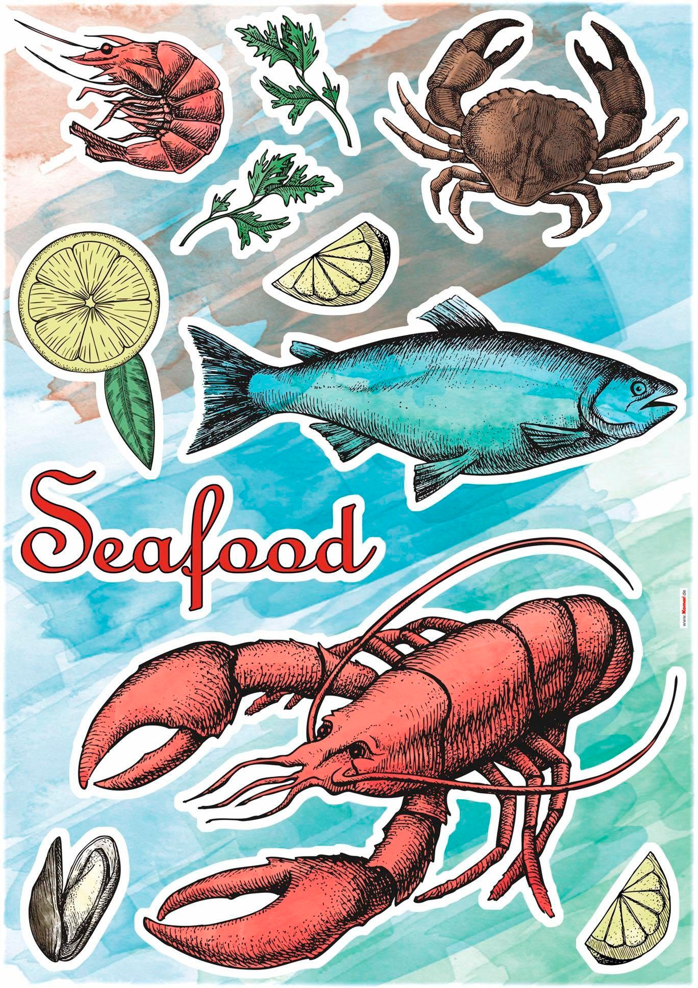 Komar Wandtattoo »Seafood - Grösse 50 x 70 cm«, selbstklebend, Wandsticker von Komar