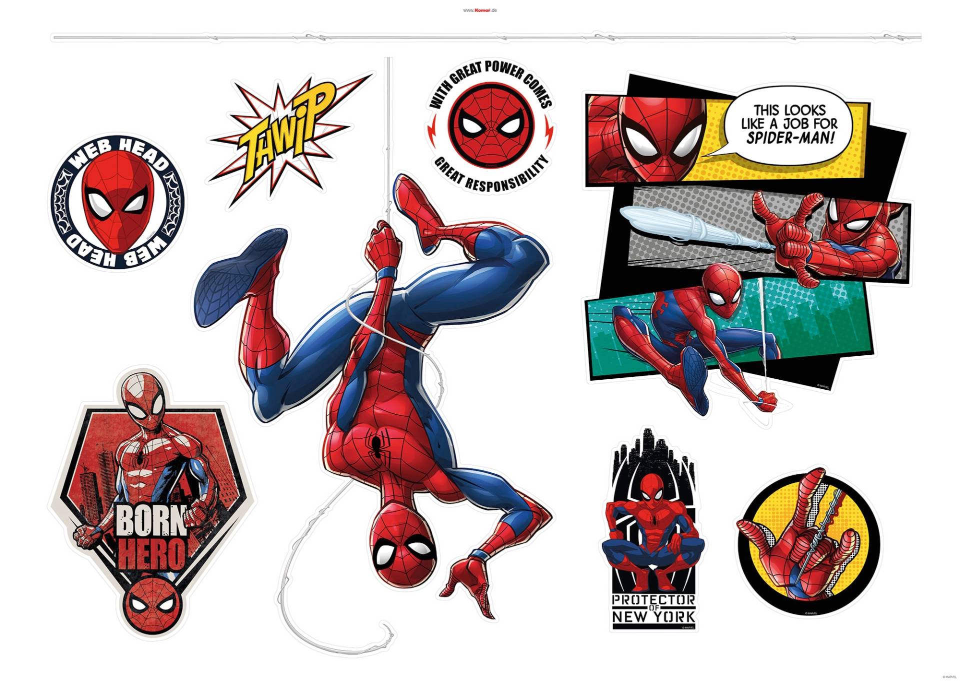 Komar Wandtattoo »Spider-Man Web Head«, (8 St.), 100x70 cm (Breite x Höhe), selbstklebendes Wandtattoo von Komar