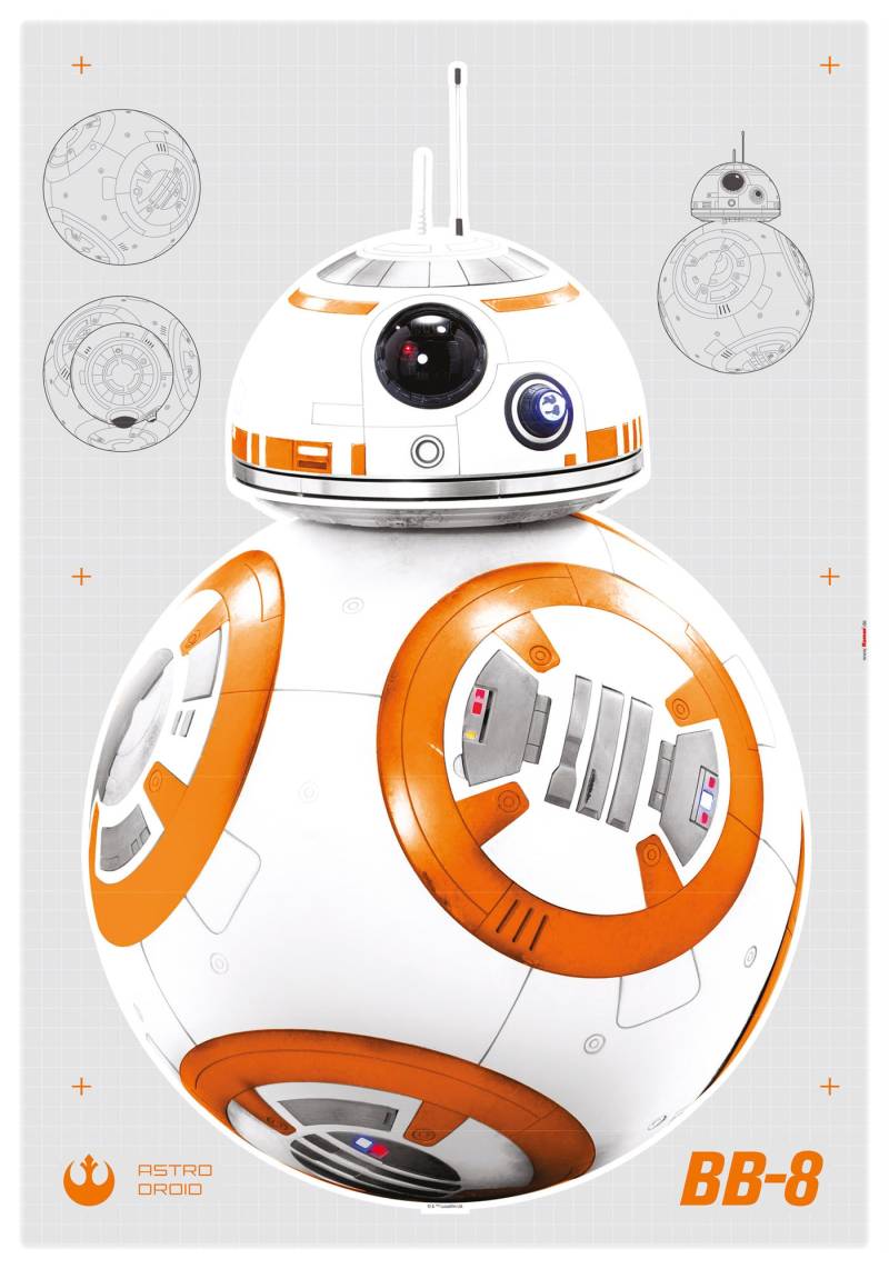 Komar Wandtattoo »Star Wars BB-8«, (6 St.), 100x70 cm (Breite x Höhe), selbstklebendes Wandtattoo von Komar