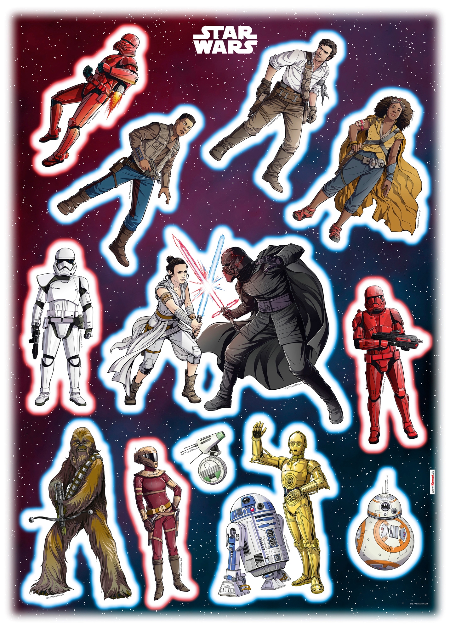 Komar Wandtattoo »Star Wars Heroes Villains«, (12 St.), 50x70 cm (Breite x Höhe), selbstklebendes Wandtattoo von Komar