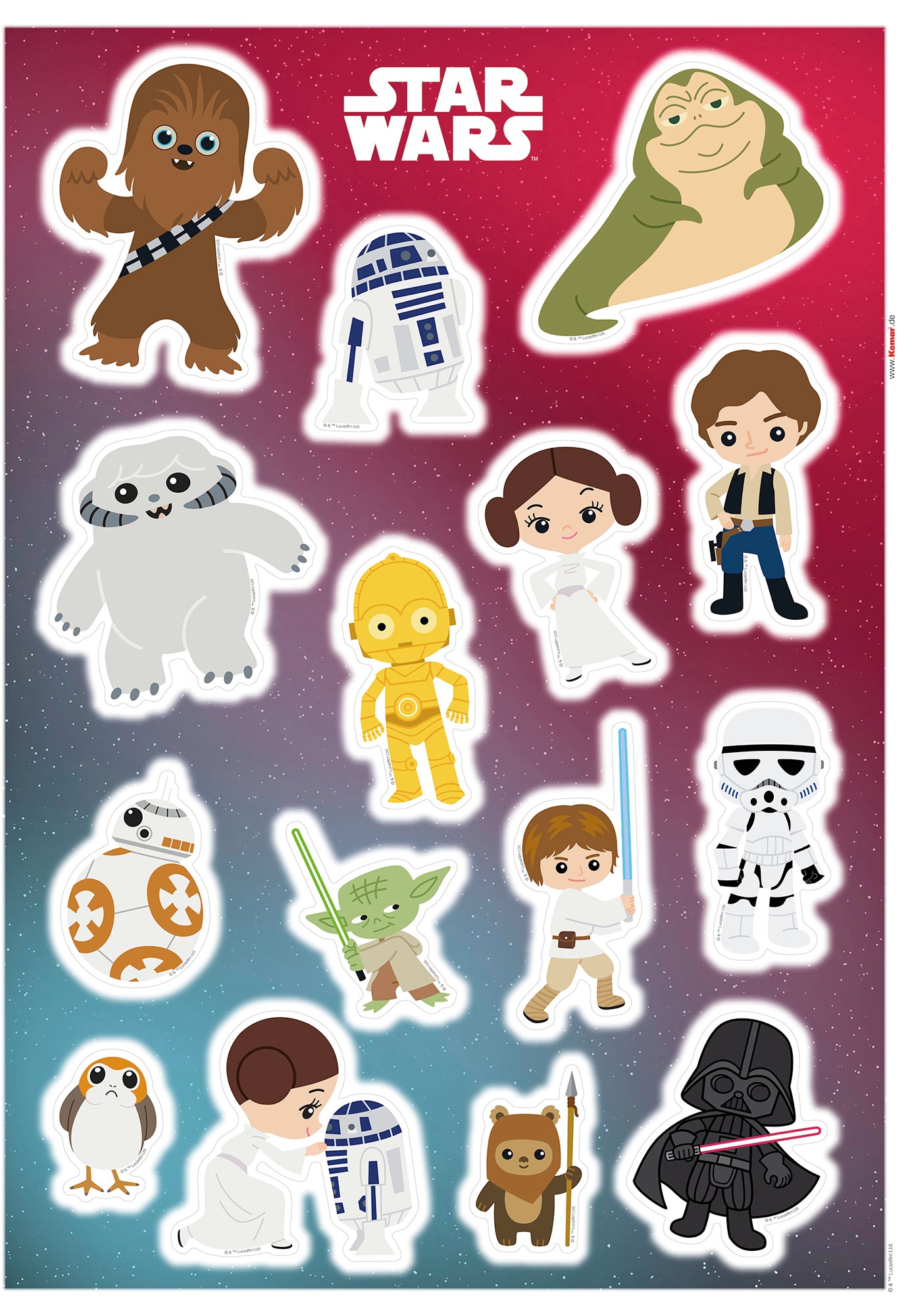 Komar Wandtattoo »Star Wars Little Heroes«, (15 St.), 50x70 cm (Breite x Höhe), selbstklebendes Wandtattoo von Komar