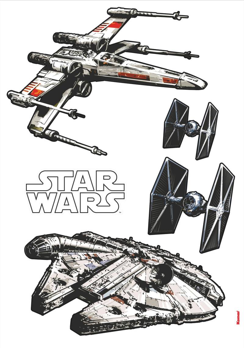 Komar Wandtattoo »Star Wars Spaceships«, (5 St.), 100x70 cm (Breite x Höhe), selbstklebendes Wandtattoo von Komar