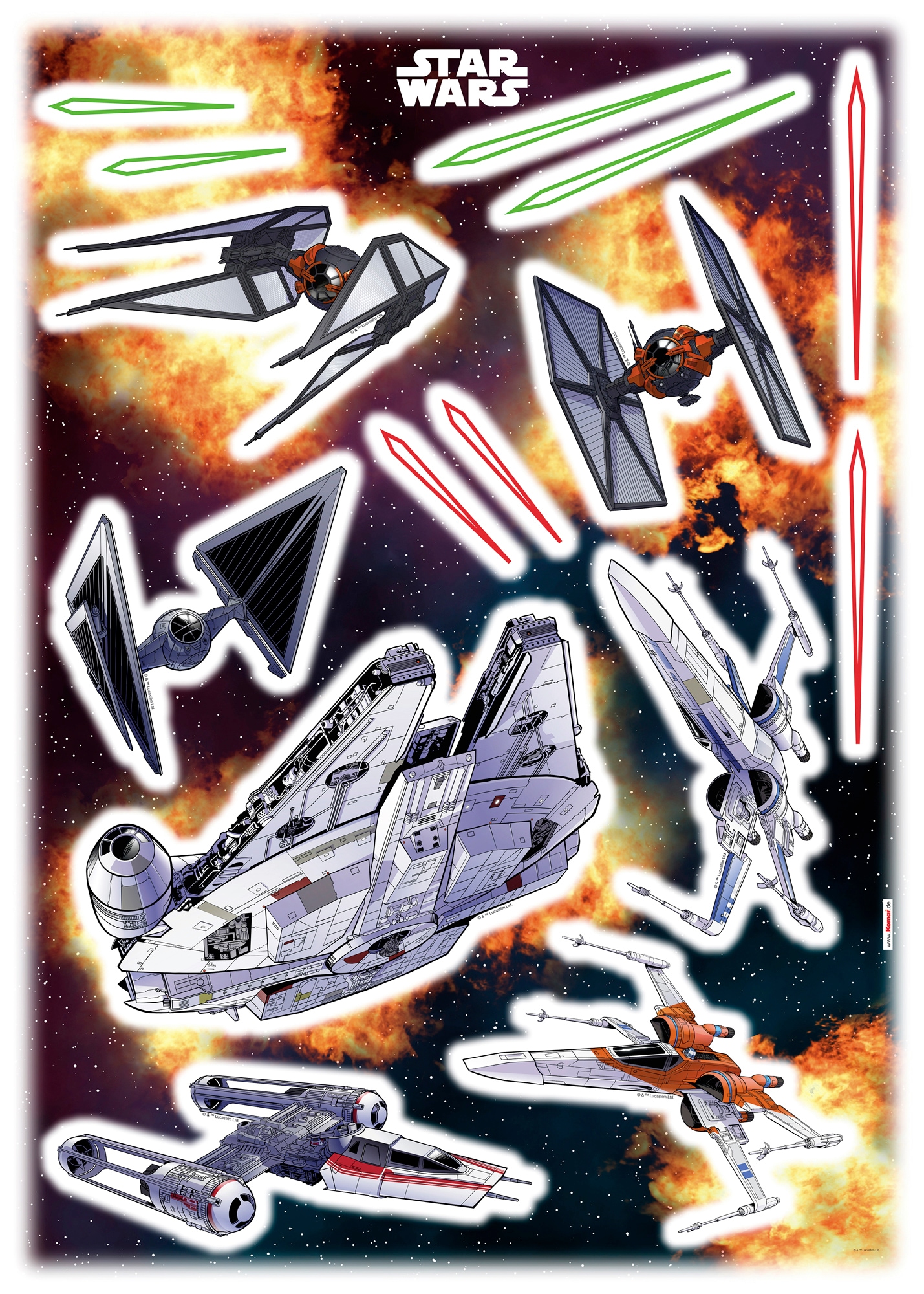 Komar Wandtattoo »Star Wars Spaceship - Grösse 50 x 70 cm«, (15 St.), selbstklebend, Wandsticker, Kinderzimmer von Komar