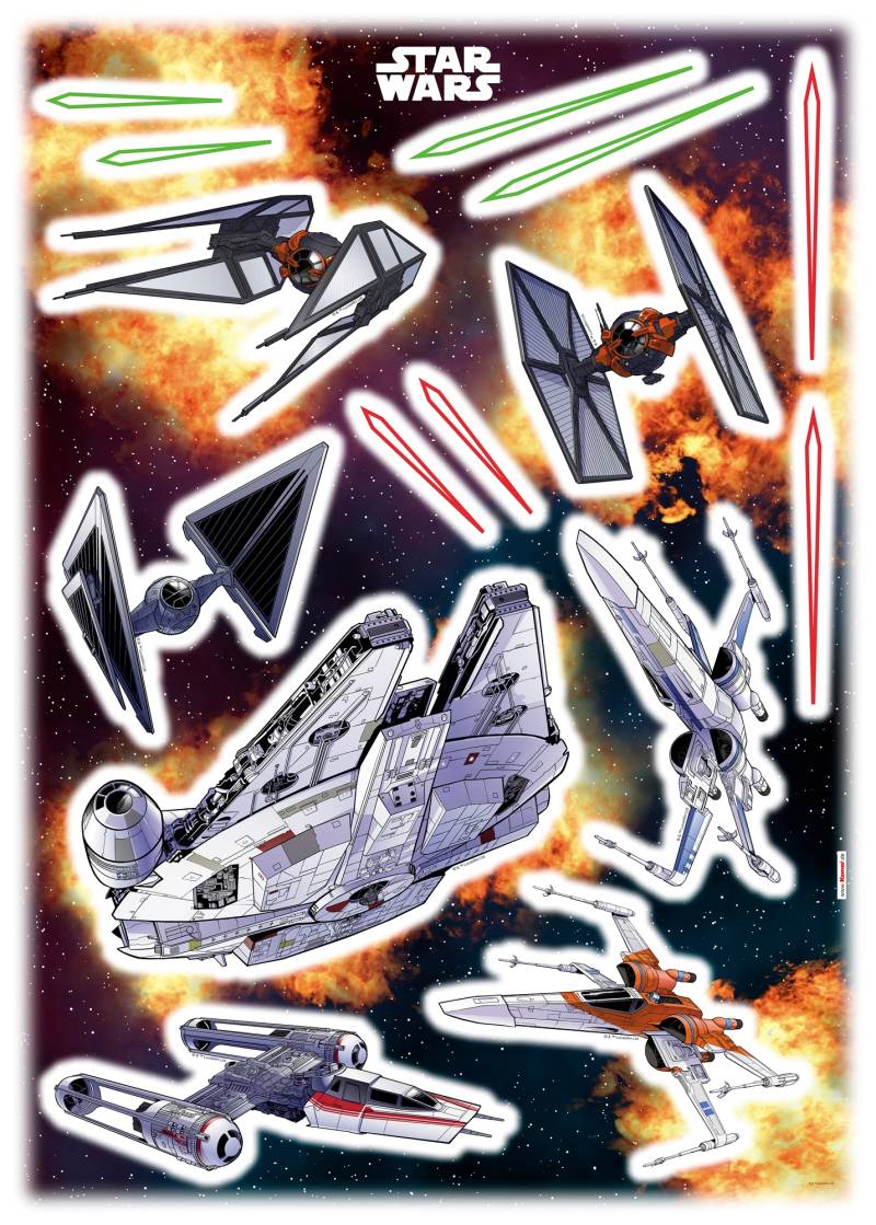 Komar Wandtattoo »Star Wars Spaceship«, (15 St.), 50x70 cm (Breite x Höhe), selbstklebendes Wandtattoo von Komar