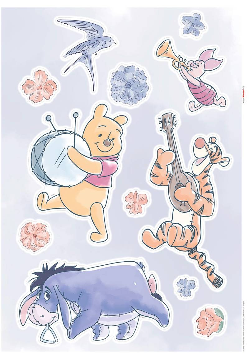 Komar Wandtattoo »Winnie the Pooh Flowers & Music«, (12 St.), 50x70 cm (Breite x Höhe), selbstklebendes Wandtattoo von Komar