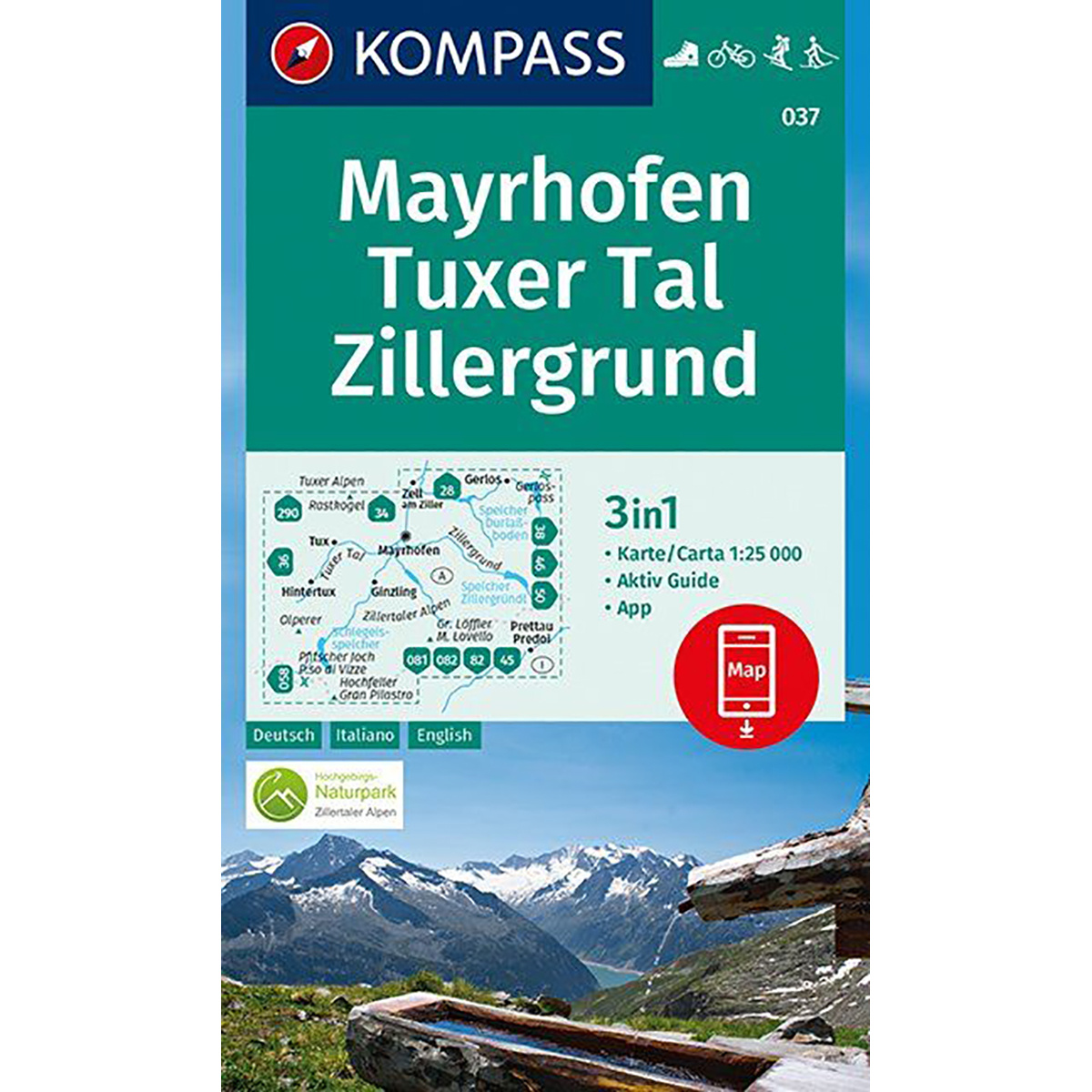 Kompass Verlag WK 037 Mayrhofen-Tuxer Tal-Zillergrund von Kompass Verlag