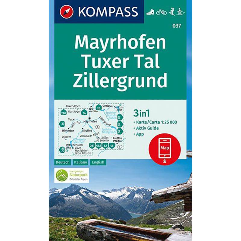 Kompass Verlag WK 037 Mayrhofen-Tuxer Tal-Zillergrund von Kompass Verlag