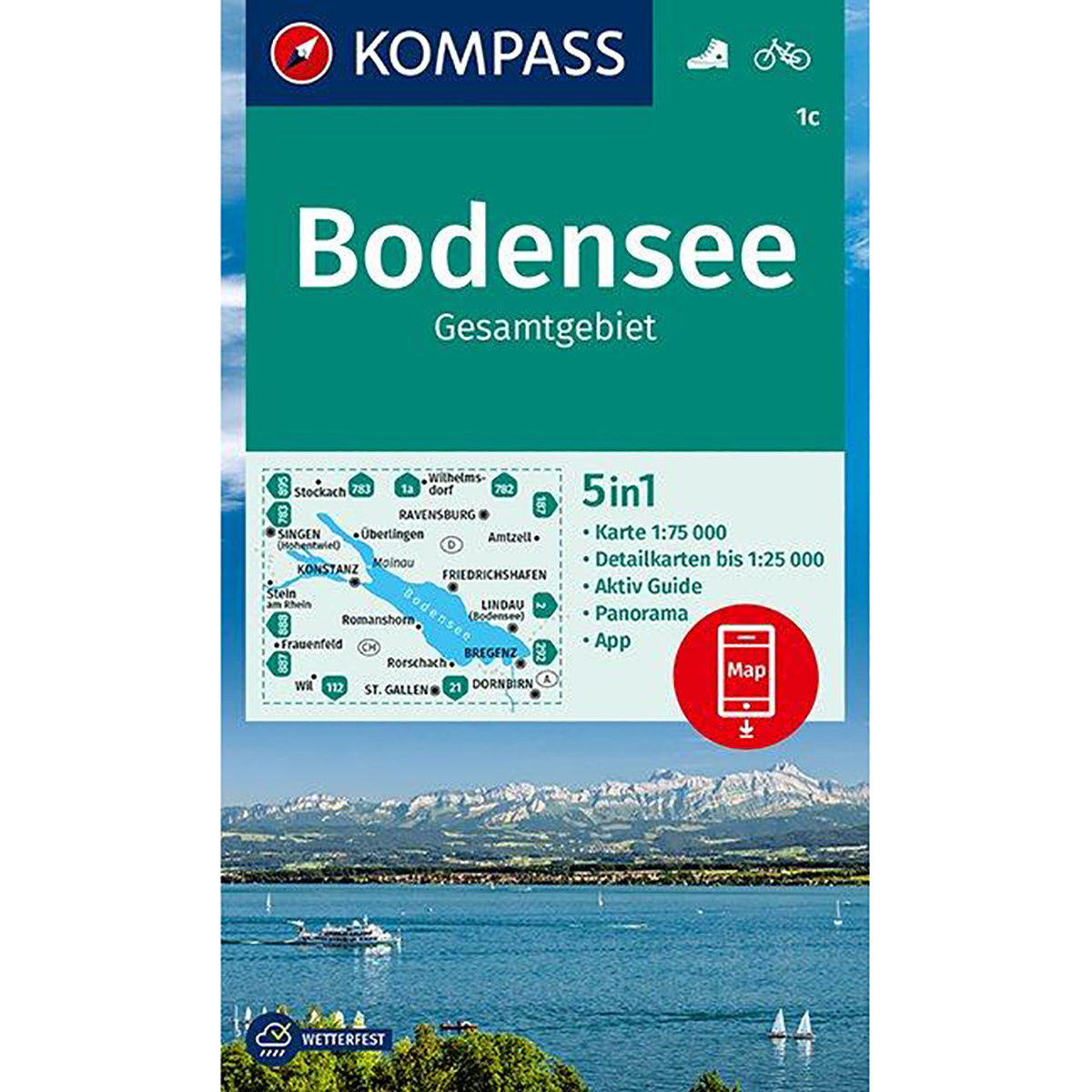 Kompass Verlag WK 1c Bodensee Gesamtgebiet von Kompass Verlag