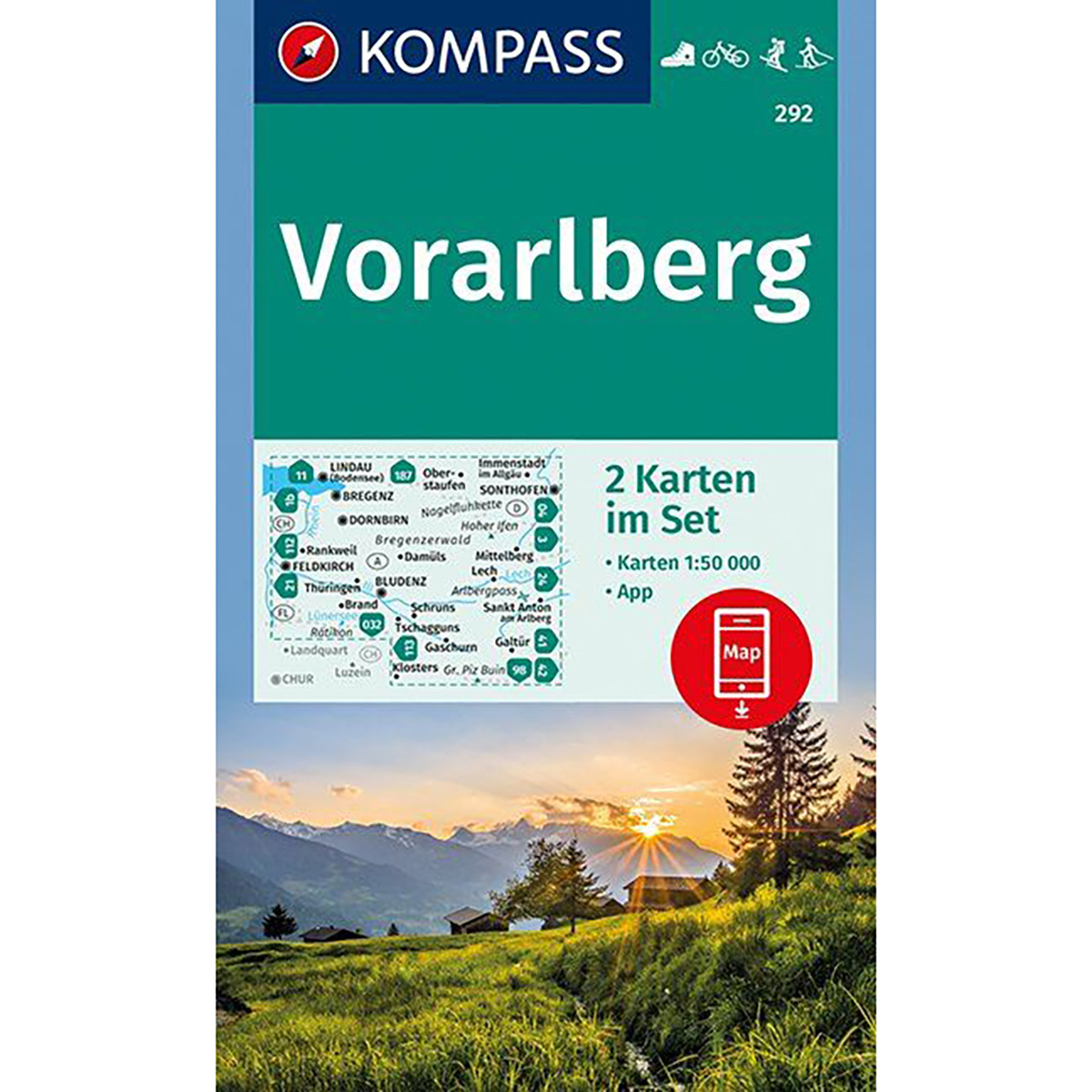 Kompass Verlag WK 292 Vorarlberg Kartenset von Kompass Verlag