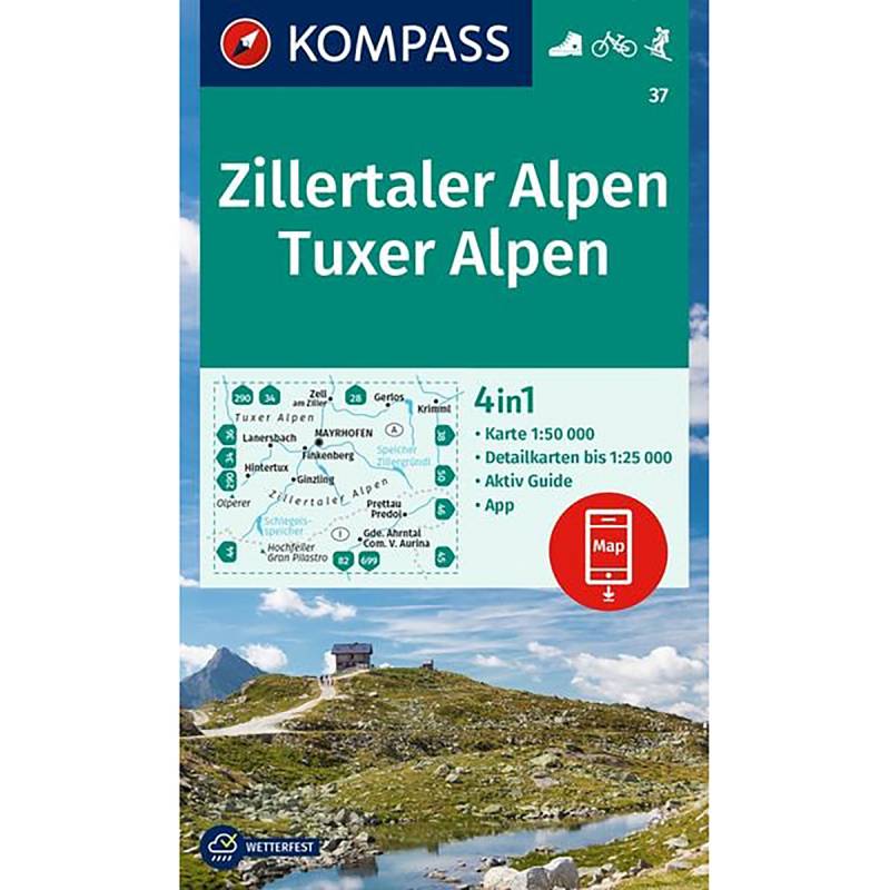 Kompass Verlag WK 37 Zillertaler Alpen - Tuxer Alpen von Kompass Verlag