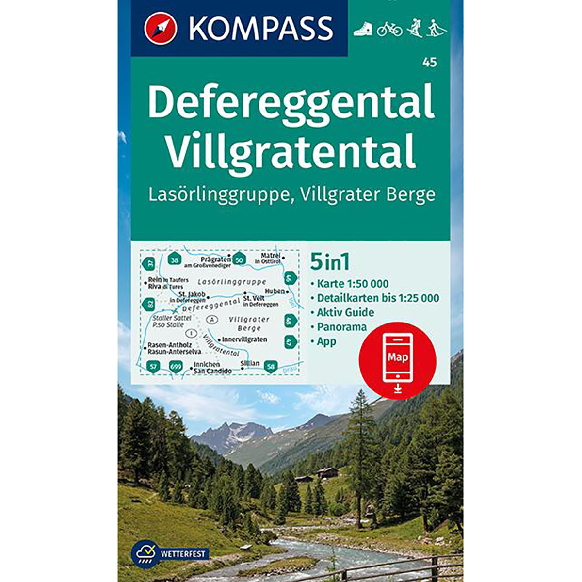 Kompass Verlag WK 45 Defereggental - Villgratental von Kompass Verlag