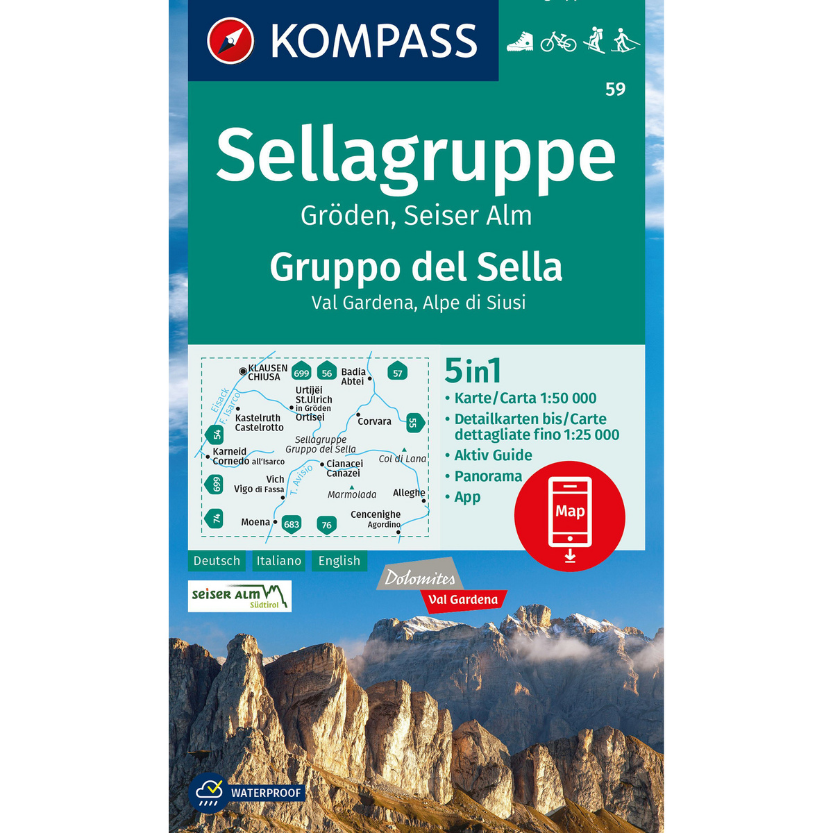 Kompass Verlag WK 59 Sellagruppe - Gröden - Seiseralm von Kompass Verlag