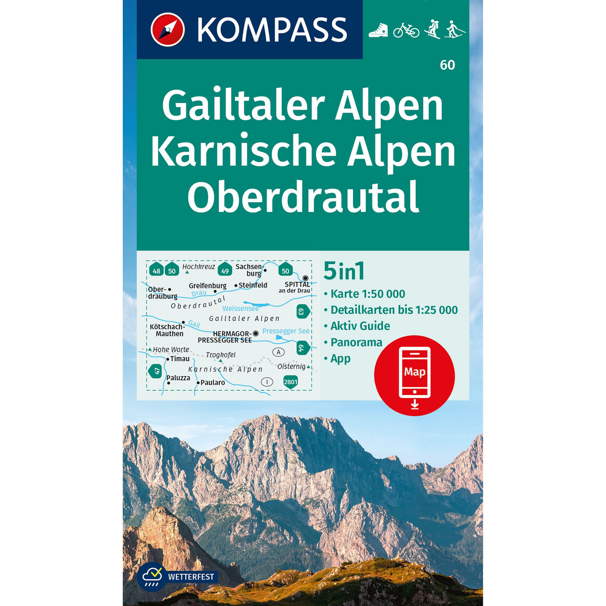 Kompass Verlag WK 60 Gailtaler Alpen - Karnische Alpen - Oberdrau von Kompass Verlag