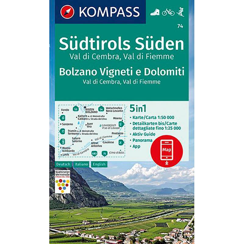 Kompass Verlag WK 74 Südtirols Süden - Bolzano Vigneti e Dolomiti von Kompass Verlag