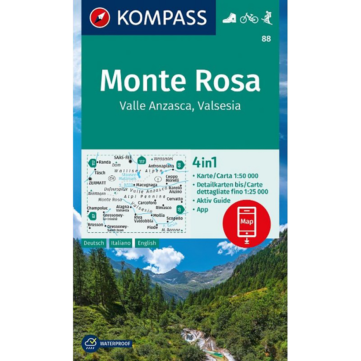 Kompass Verlag WK 88 Monte Rosa von Kompass Verlag