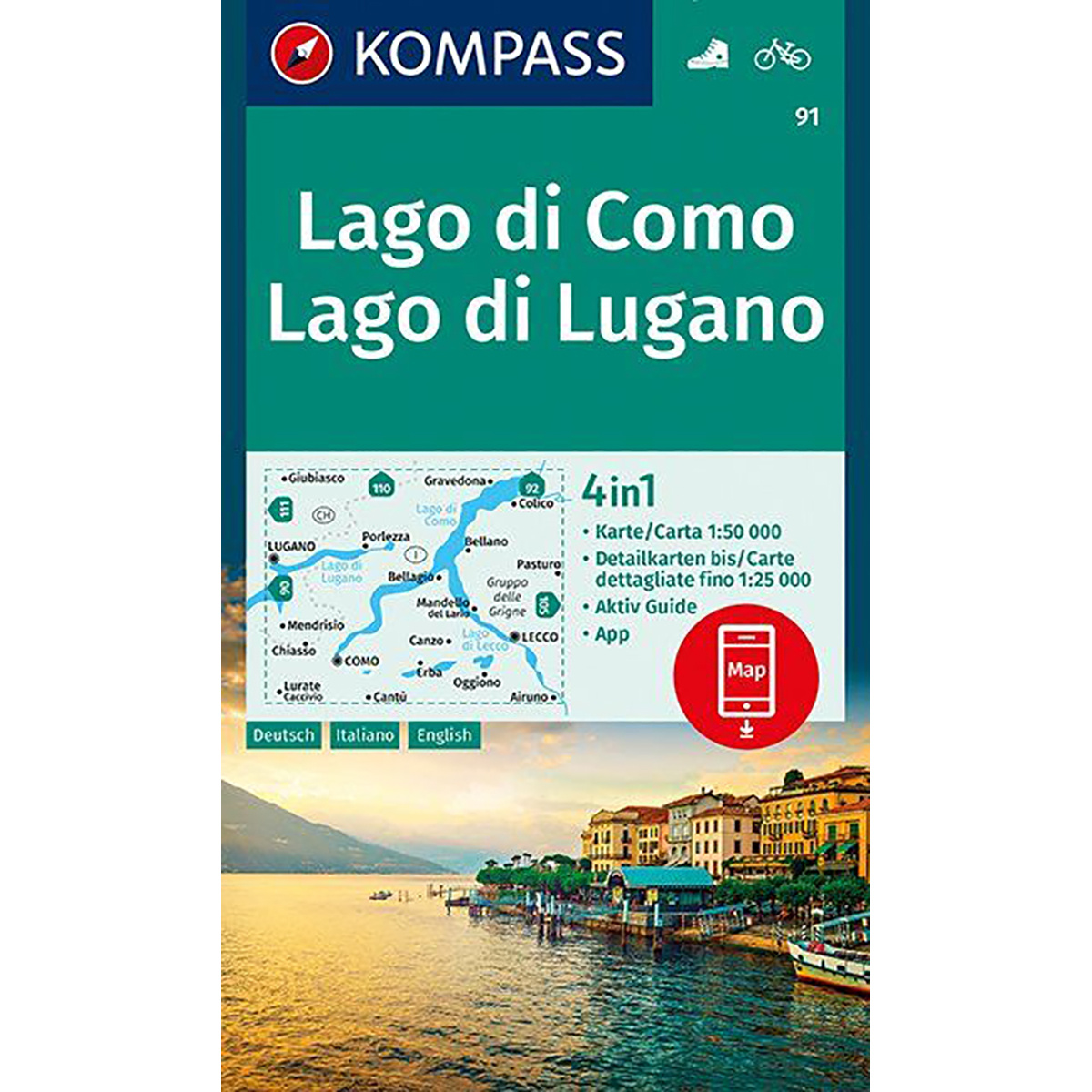 Kompass Verlag WK 91 Lago di Como - Lago di Lugano von Kompass Verlag