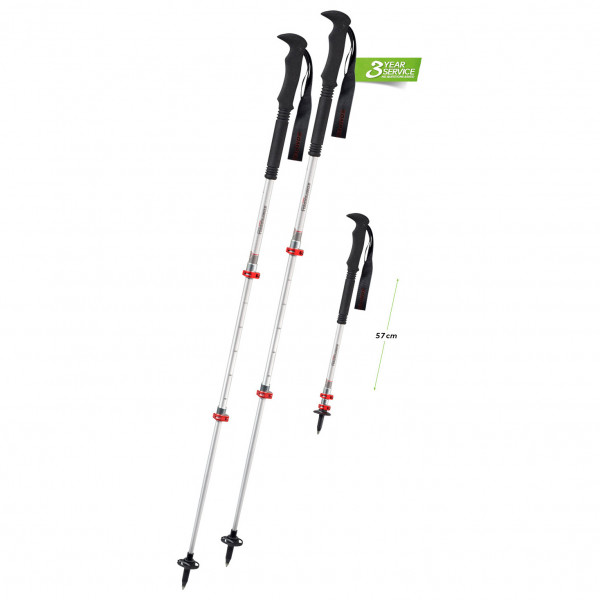 Komperdell - Explorer Compact Powerlock - Trekkingstöcke Gr 90-120 cm grau/rot von Komperdell