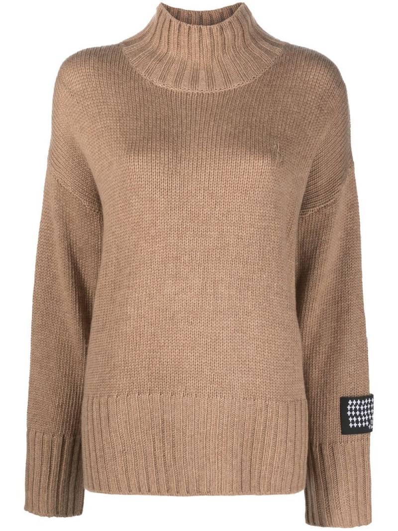 Ksubi logo-patch knitted jumper - Brown von Ksubi