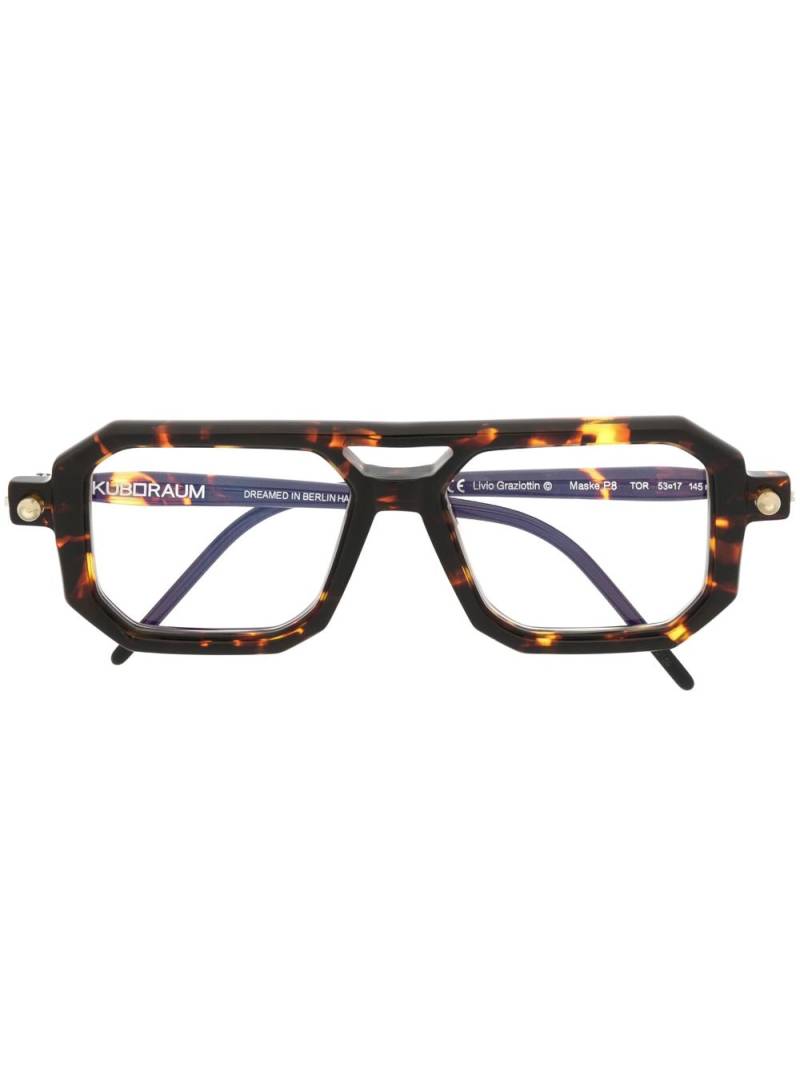 Kuboraum geometric-frame glasses - Brown von Kuboraum