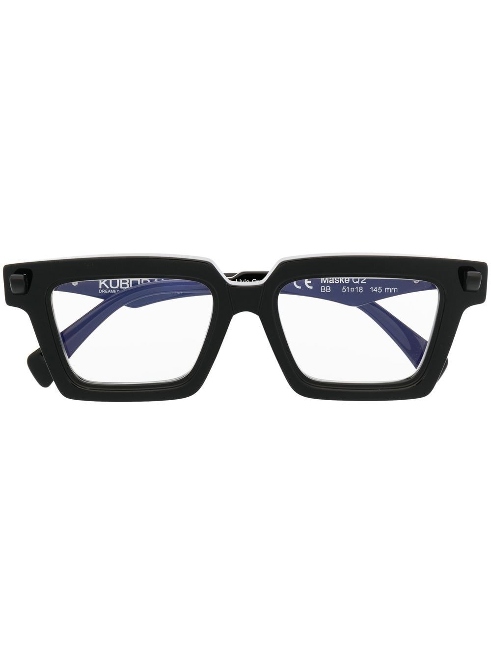 Kuboraum logo-print rectangle-frame glasses - Black von Kuboraum