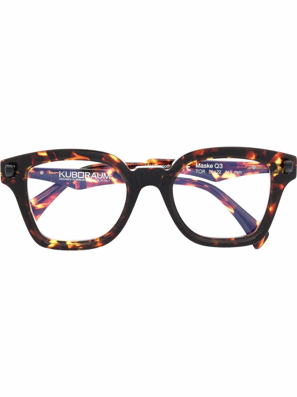 Kuboraum tortoiseshell-effect square-frame glasses - Brown von Kuboraum