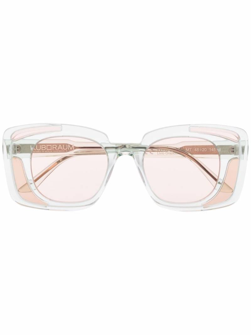 Kuboraum transparent-effect square-frame glasses - Green von Kuboraum