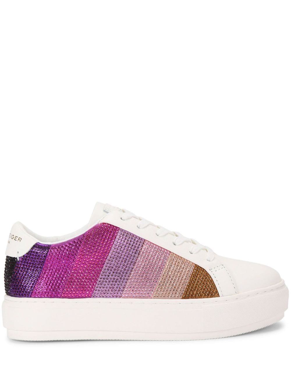 Kurt Geiger London Laney crystal-embellished striped sneakers - White von Kurt Geiger London