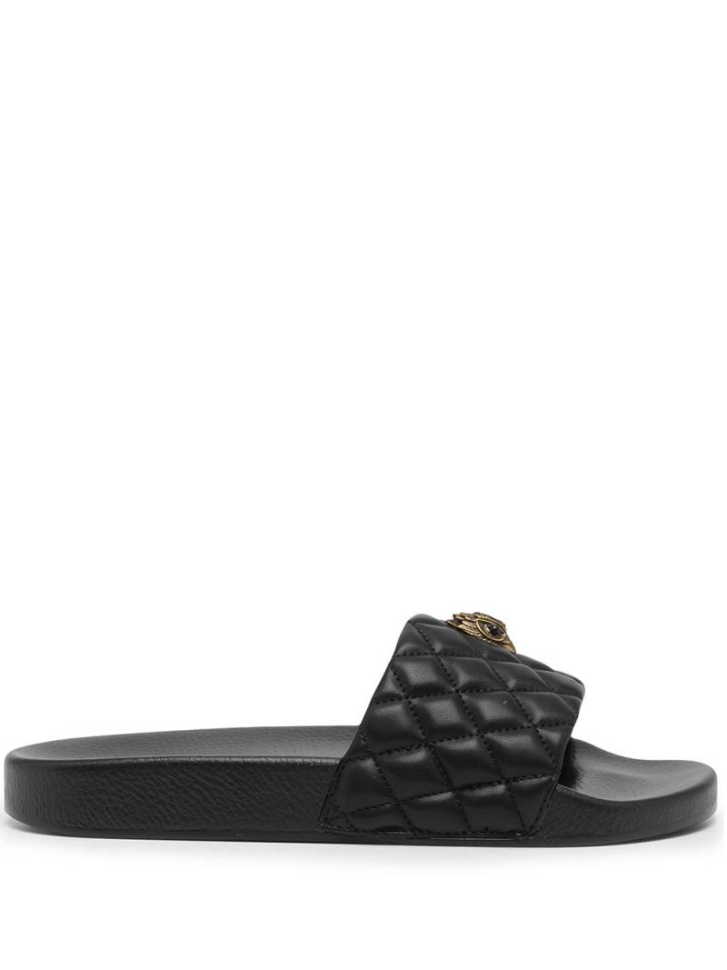 Kurt Geiger London Meena Eagle quilted slides - Black von Kurt Geiger London