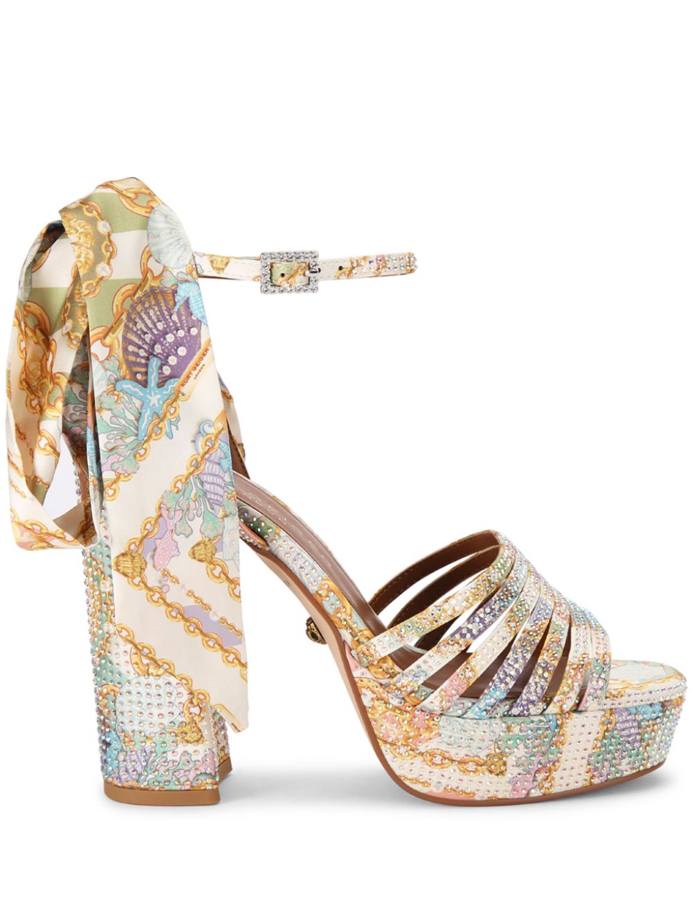 Kurt Geiger London Pierra 115mm baroque-print sandals - Neutrals von Kurt Geiger London